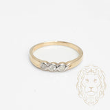 Bague jonc - Or 10K deux tons jaune & blanc trois pierres diamants naturels 0.10CT coupe rond brillant sertis clos - RIGD422