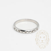 Ring - 10K white gold set with 0.06CT natural diamonds & heart cut-outs - RIGD425