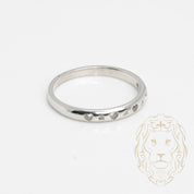 Ring - 10K white gold set with 0.06CT natural diamonds & heart cut-outs - RIGD425