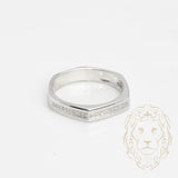 Bague jonc - 10K blanc semi-éternité géométrique pavé de diamants naturels 0.12CT - RIGD428