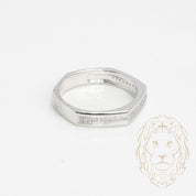 Wedding band ring - 10K white semi-set geometrical pave 0.12CT natural diamonds - RIGD428