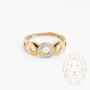 Ring - 10K Gold two tone yellow & white circles paved with natural diamonds 0.15CT - RIGD433