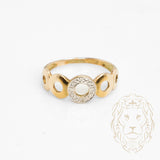 Bague - Or 10K deux tons jaune & blanc cercles pavé de diamants naturels 0.15CT - RIGD433