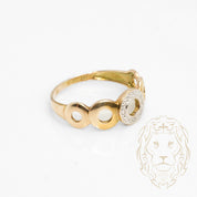 Ring - 10K Gold two tone yellow & white circles paved with natural diamonds 0.15CT - RIGD433