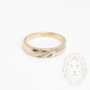 Wedding band ring - 10K two-tone yellow & white gold set with 0.15CT natural diamonds - RIGD434