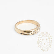 Wedding band ring - 10K two-tone yellow & white gold set with 0.15CT natural diamonds - RIGD434