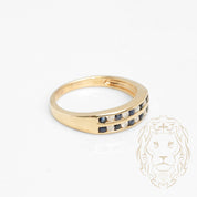 Ring - 10K Yellow Gold double row of 0.08CT sapphires and 0.08CT natural diamonds channel set - RIGD435