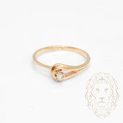 Engagement ring - 10K gold solitaire natural diamond 0.05CT round brilliant cut & teardrop setting - RIGD437