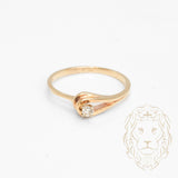 Bague de fiançailles - Or 10K jaune solitaire diamant naturel 0.05CT coupe rond brillant & monture en forme de goutte - RIGD437