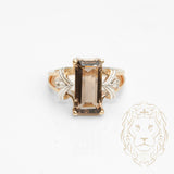 Bague - Or 10K deux tons jaune & blanc topaze fumée 4.00CT & sertie de diamants naturels 0.05CT - RIGD439