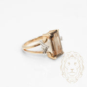 Ring - 10K Gold two-tone yellow & white smoky topaz 4.00CT & set with natural diamonds 0.05CT - RIGD439