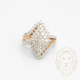 Bague cocktail - Or 10K deux tons jaune & blanc grappe de diamants naturels 1.20CT en forme de marquise - RIGD440