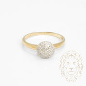 Ring - 10K two-tone yellow & white gold domed circle paved with natural diamonds 0.12CT - RIGD441