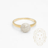 Bague - Or 10K deux tons jaune & blanc cercle en dôme pavé de diamants naturels 0.12CT - RIGD441