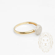 Ring - 10K two-tone yellow & white gold domed circle paved with natural diamonds 0.12CT - RIGD441