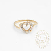Ring - 10K two-tone yellow & white gold heart paved with natural diamonds 0.06CT - RIGD445