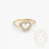 Bague - Or 10K deux tons jaune & blanc coeur pavé de diamants naturels 0.06CT - RIGD445