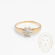 Ring - 10K two-tone yellow & white gold flower paved with natural diamonds 0.06CT - RIGD446