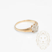 Ring - 10K two-tone yellow & white gold flower paved with natural diamonds 0.06CT - RIGD446