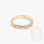 Ring - 10K yellow eternity gold vine leaves paved with natural diamonds 0.10CT - RIGD447