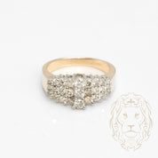 Ring - 14K gold two-tone yellow & white cluster natural diamonds 1.00CT round brilliant cut - RIGD448