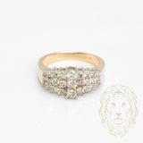 Bague - Or 14K deux tons jaune & blanc grappe diamants naturels 1.00CT coupe rond brillant - RIGD448