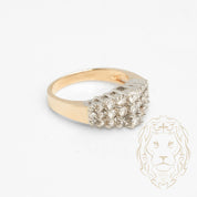 Ring - 14K gold two-tone yellow & white cluster natural diamonds 1.00CT round brilliant cut - RIGD448