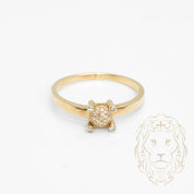 Ring - 10K Yellow Gold Circle & claws paved with natural diamonds 0.08CT - RIGD450