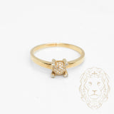 Bague - Or 10K jaune cercle & griffes pavé de diamants naturels 0.08CT - RIGD450