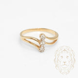 Bague - Or 10K deux tons jaune & blanc trois pierres diamants naturels 0.06CT - RIGD451