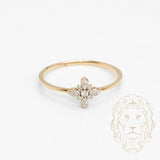 Bague - Or 10K deux tons jaune & blanc flocon de neige pavé de diamants naturels 0.06CT - RIGD452