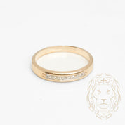 Wedding band ring - 10K two-tone yellow & white gold paved with natural diamonds 0.08CT - RIGD457