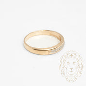 Wedding band ring - 10K two-tone yellow & white gold paved with natural diamonds 0.08CT - RIGD457