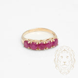 Bague - Or 10K jaune semi-éternité rubis coupe rond 0.60CT - RIG733