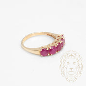 Ring - 10K Yellow Gold Semi-Eternity Round Cut Ruby 0.60CT - RIG733