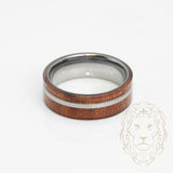 Bague jonc - Tungstène brune & grise finition en bois & polie - RIT017