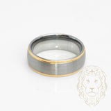 Bague jonc - Tungstène grise & dorée finition satinée & polie - RIT019