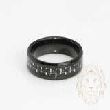 Bague jonc - Tungstène noire motif rectangulaire - RIT020