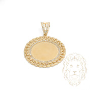 Pendant - 10K yellow gold cuban link photo frame with cz pavé - PEG603