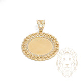 Pendant - 10K yellow gold cuban link photo frame with cz pavé - PEG603