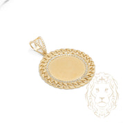 Pendant - 10K yellow gold cuban link photo frame with cz pavé - PEG603