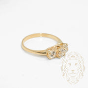 Ring - 10K Yellow Gold three brilliant round cut cz stones - RIG735