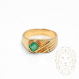 Bague - Or 18K jaune signet émeraude colombienne 0.35CT - RIG736