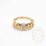 Bague - Or 10K deux tons jaune & blanc cuban link pavé de cz - RIG737