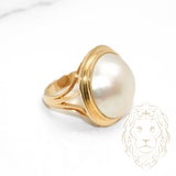 Bague - Or 14K jaune cabochon en perle - RIG738