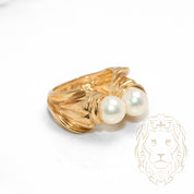Ring - 10K yellow gold double pearl - RIG739