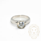 Engagement ring - 18K white gold solitaire brilliant cut round cz stone 1.20CT closed set - RIG742