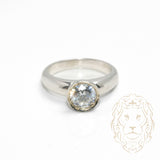 Bague de fiançailles - Or 18K blanc solitaire pierre cz coupe rond brillant 1.20CT serti en clos - RIG742