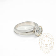 Engagement ring - 18K white gold solitaire brilliant cut round cz stone 1.20CT closed set - RIG742