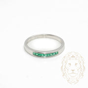 Ring - 18K white gold semi-emerald 0.15CT channel set - RIG743